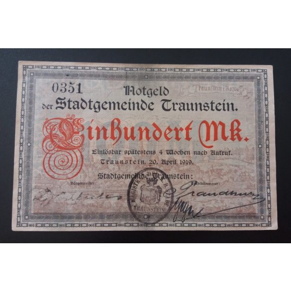 Germany Traunstein 100 Mark 1919 XF+