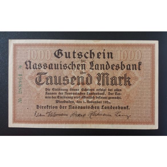 Germany Wiesbaden 1000 Mark 1922 XF