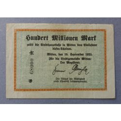 Németország Witten 100 millió Mark 1923 VF-