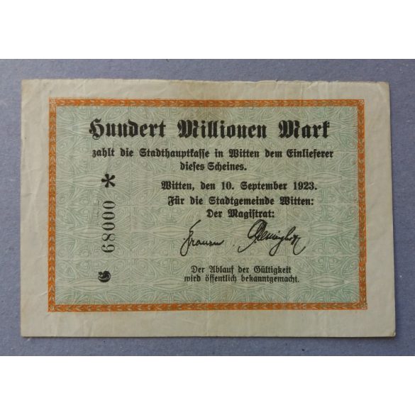 Germany Witten 100 million Mark 1923 VF-