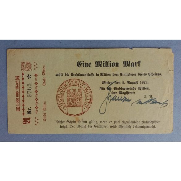 Németország Witten 1 millió Mark 1923 VG+