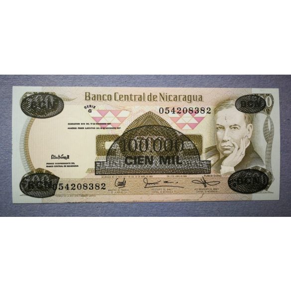 Nicaragua 100000 Cordobas 1987 UNC Overstamped 