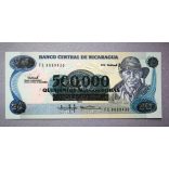 Nicaragua 500000 Cordobas 1990 UNC Overstamped 