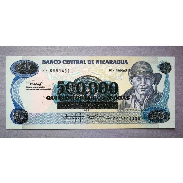 Nicaragua 500000 Cordobas 1990 UNC Overstamped 