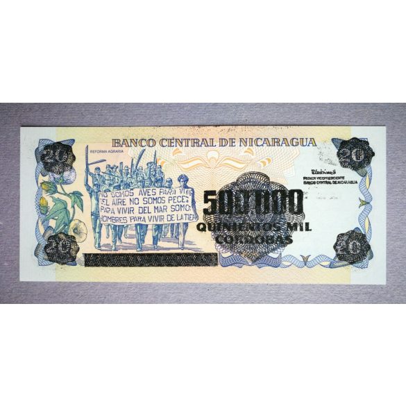 Nicaragua 500000 Cordobas 1990 UNC Overstamped 