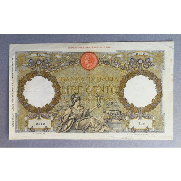 Olaszország 100 Lire 1934 F+