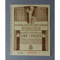 Italy 5 Lire 1937 ticket for fine arts antiques