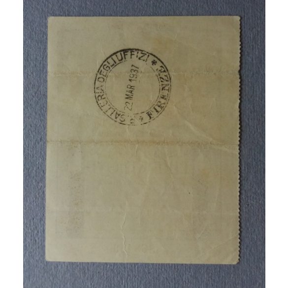 Italy 5 Lire 1937 ticket for fine arts antiques