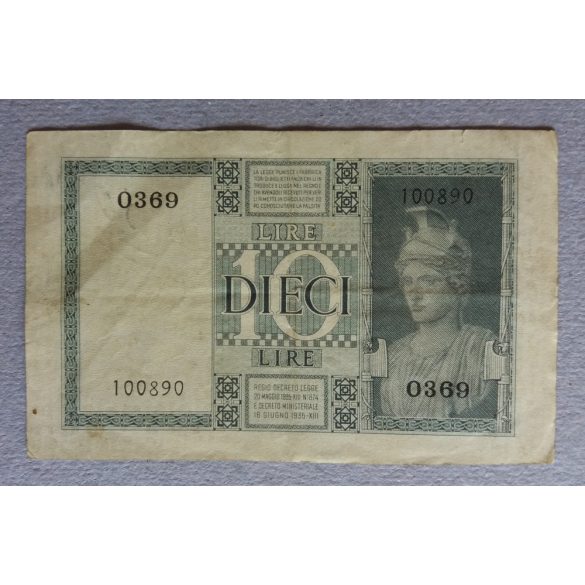 Italy 10 Lire 1938 F+