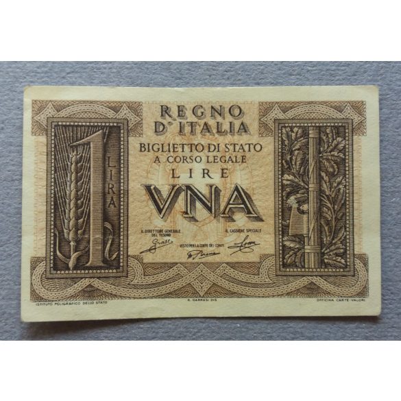 Italy 1 Lire 1939 VF+