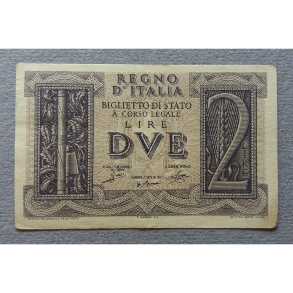 Italy 2 Lire 1939 VF+