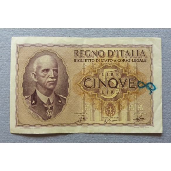 Italy 5 Lire 1940 F+