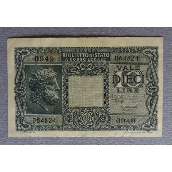 Italy 10 Lire 1944 F+
