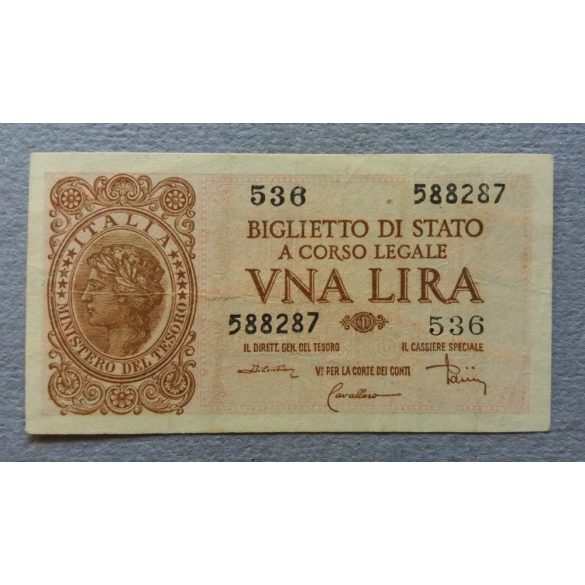 Olaszország 1 Lire 1944 VF+