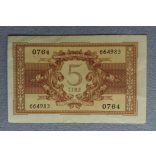 Italy 5 Lire 1944 VF+