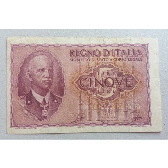 Italy 5 Lire 1944 F-