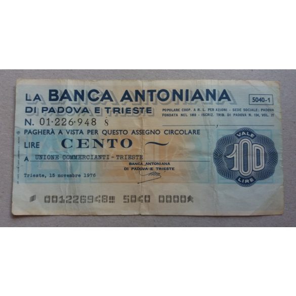 Italy Padova Trieste 100 Lire 1976 F