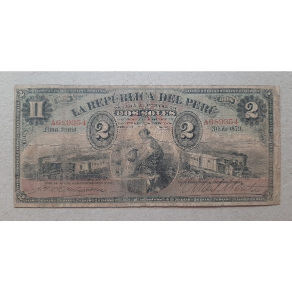 Peru 2 Soles 1879 VG+