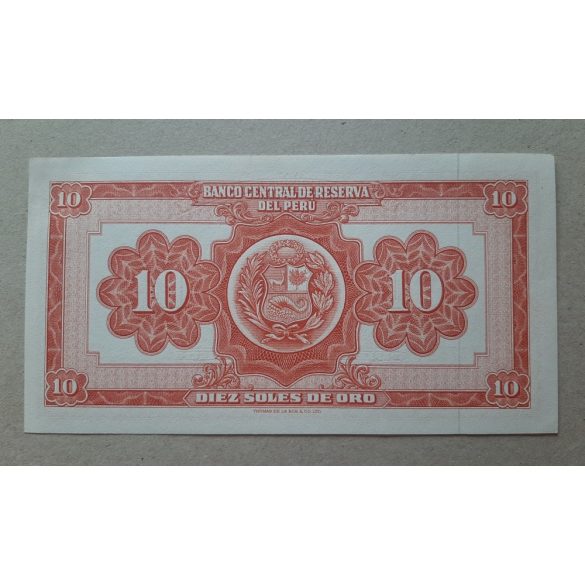 Peru 10 Soles de oro 1966 aUNC+