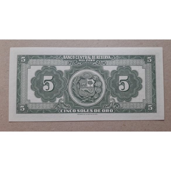 Peru 5 Soles de oro 1966 aUNC+