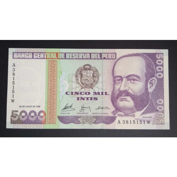 Peru 5000 Intis 1988 Unc 