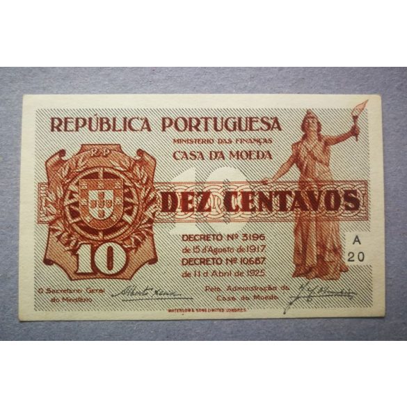 Portugália 10 Centavos 1925 XF+