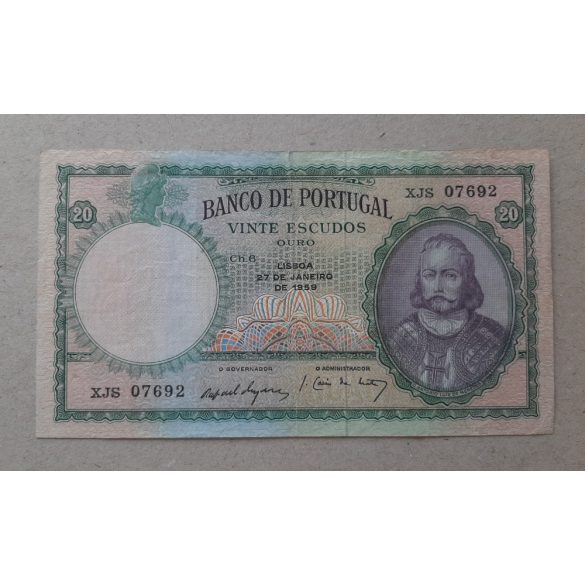 Portugália 20 Escudos 1959 VF