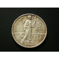 Románia 2 Lei 1914 9,9 g ezüst