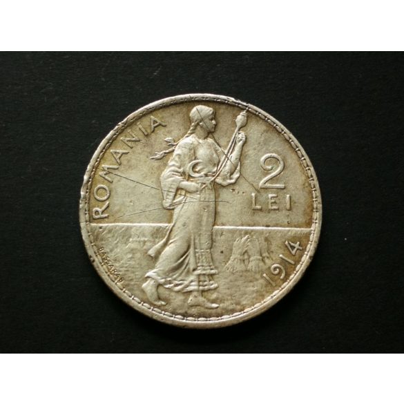 Romania 2 Lei 1914 9.9 g silver