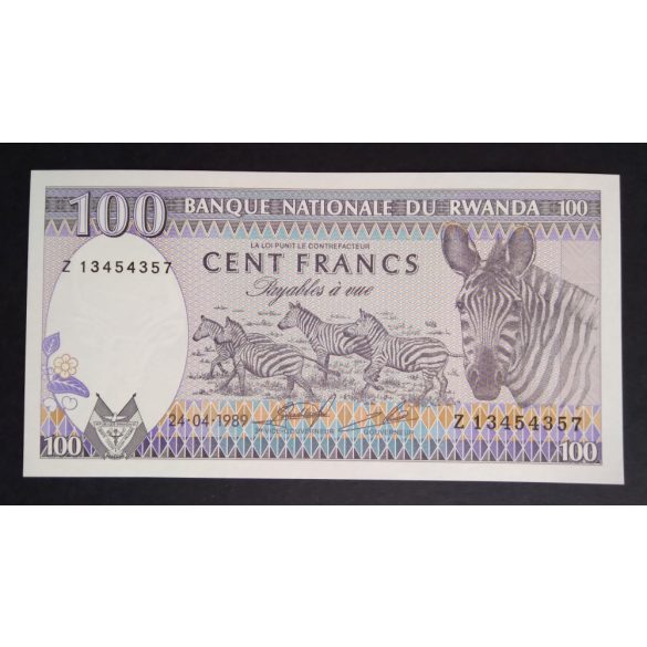 Ruanda 100 Francs 1989 UNC