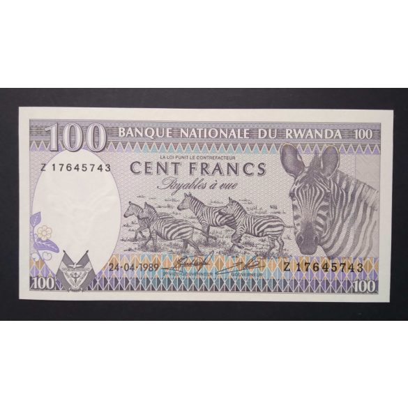 Rwanda 100 Francs 1989 UNC