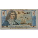 Sant Pierre and Miquelon 10 Francs 1950-60 UNC