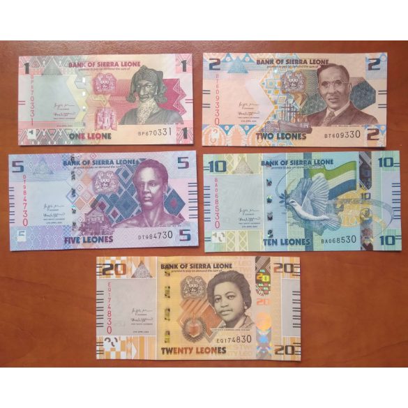 Sierra Leone 1, 2, 5, 10, 20 Leones 2022 UNC szett