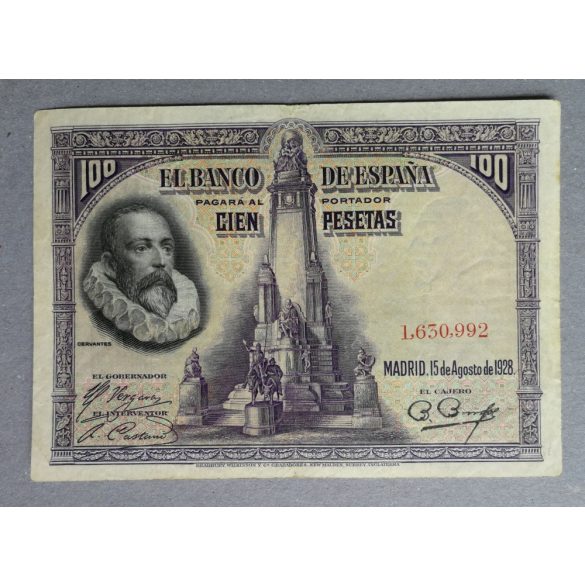 Spanyolország 100 Pesetas 1928 F+