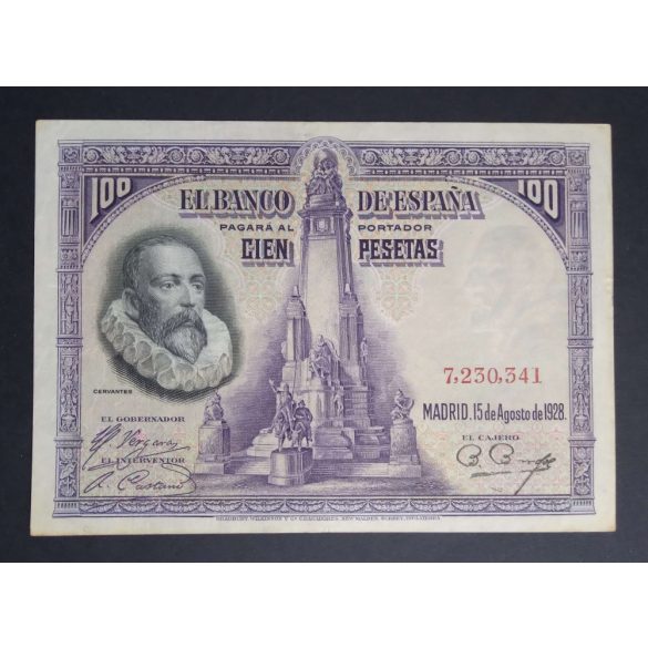 Spanyolország 100 Pesetas 1928 VF+