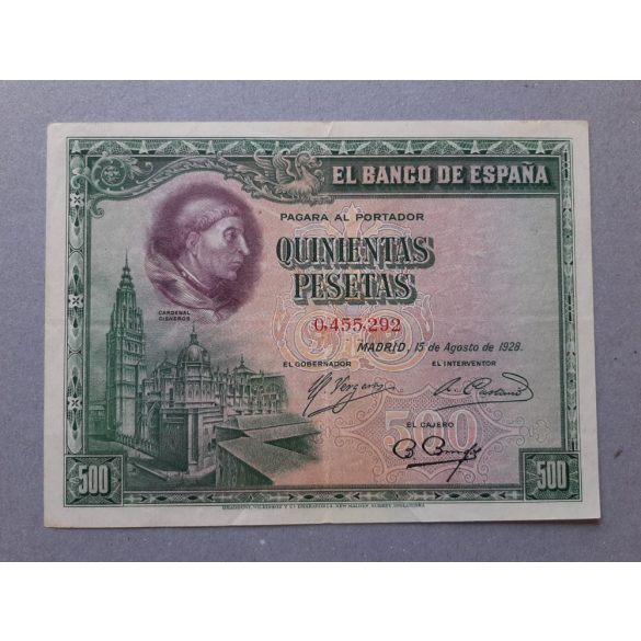 Spanyolország 500 Pesetas 1928 XF-