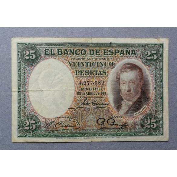 Spain 25 Pesetas 1931 F