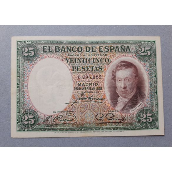 Spanyolország 25 Pesetas 1931 VF