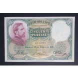 Spain 50 Pesetas 1931 XF+