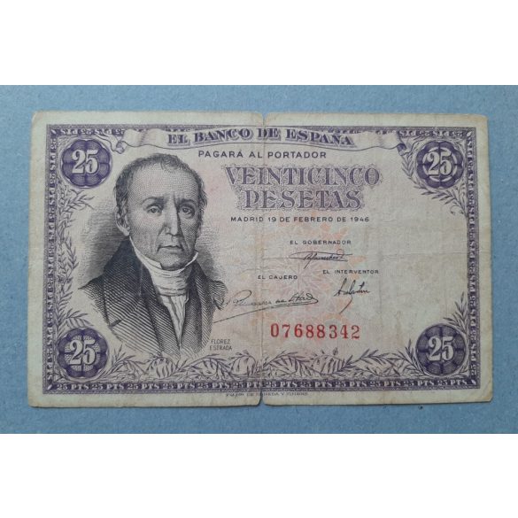 Spanyolország 25 Pesetas 1946 VG