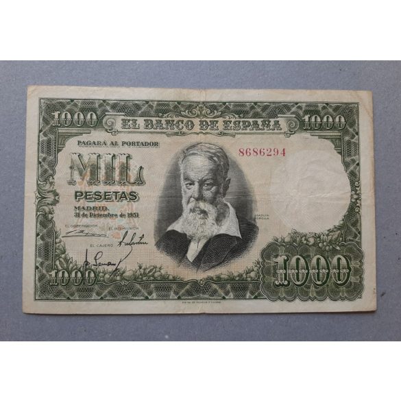 Spanyolország 1000 Pesetas 1951 F+