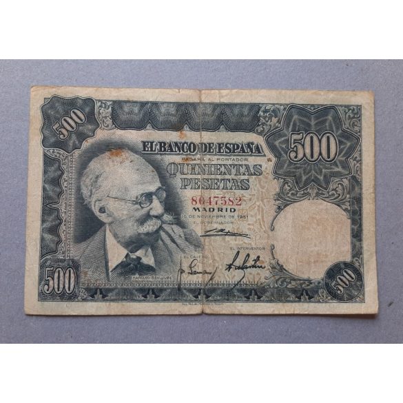 Spain 500 Pesetas 1951 F-