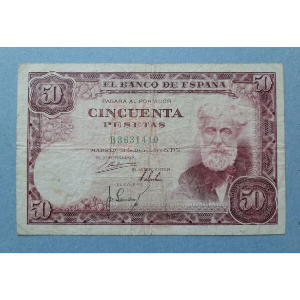 Spain 50 Pesetas 1951 F