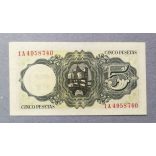 Spain 5 Pesetas 1951 Unc-