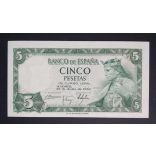 Spain 5 Pesetas 1954 Unc