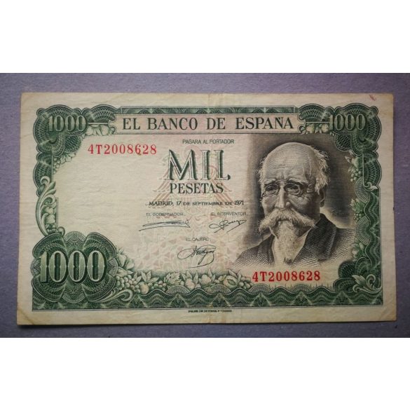 Spanyolország 1000 Pesetas 1971 F+