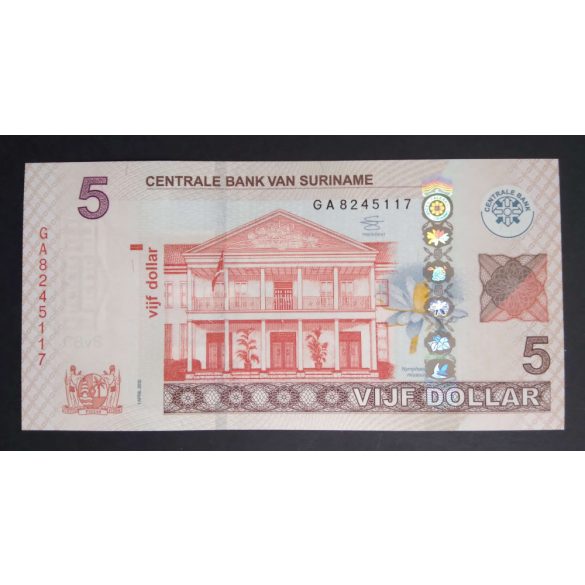 Suriname 5 Dollar 2012 Unc