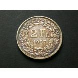 Switzerland 2 Francs 1907 9.8 g silver