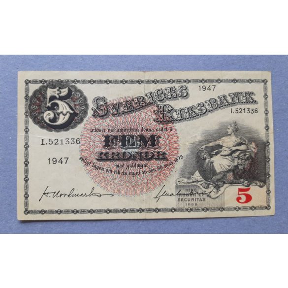 Svédország 5 Kronor 1947 VF