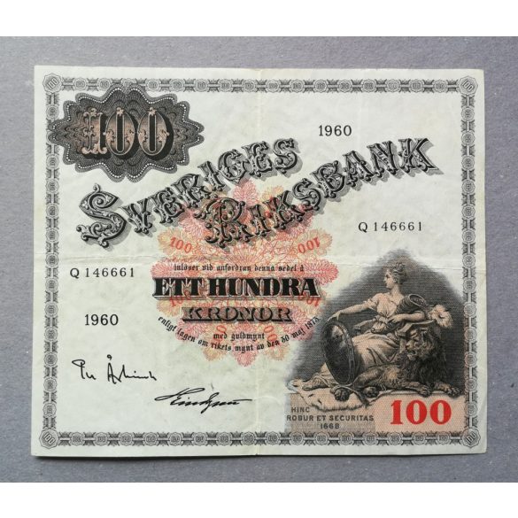  Svédország 100 Kronor 1960 VF